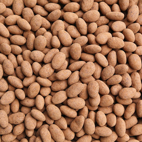 ORGANIC ALMONDS, dark chocolate covered, chili dusted